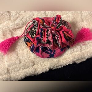 2 Chic pink multi colored jewelry travel bag.